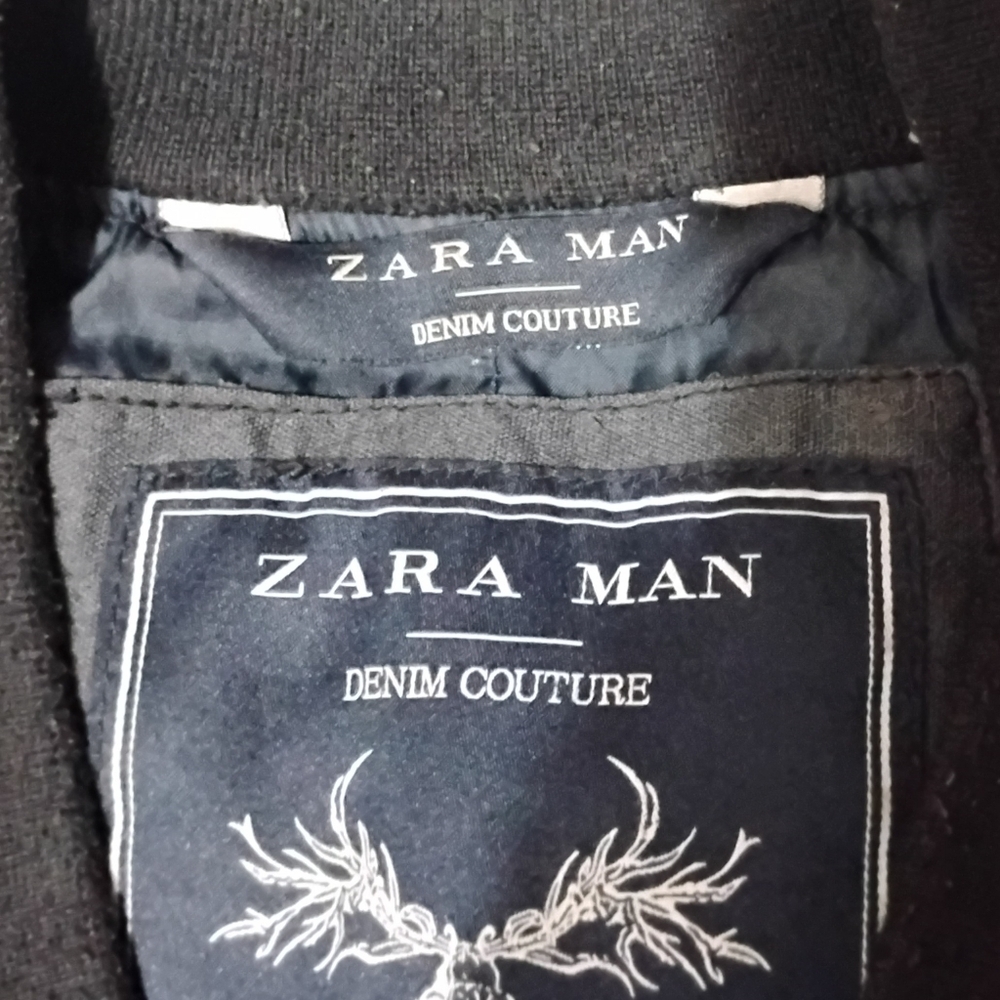 ZARA Men's Denim Couture  Jacket with Leather Sleeves Size XL - Picture 8 of 12
